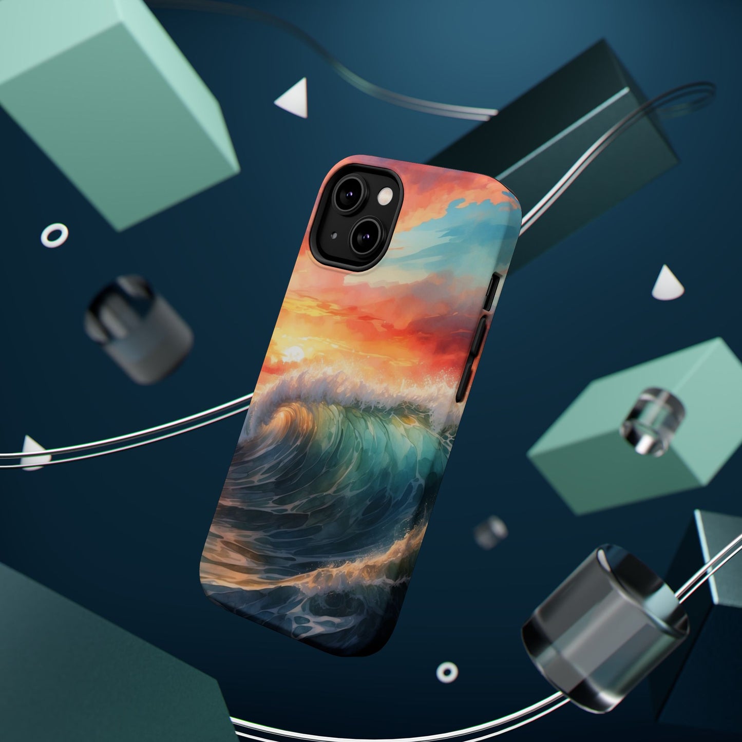 Ocean Wave Sunset MagSafe iPhone Case – Coastal Vibes Design