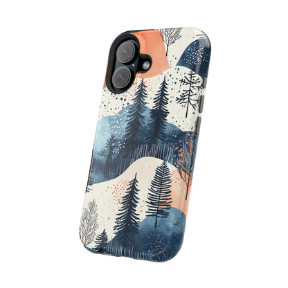 Winter Forest MagSafe iPhone Case | Watercolor Trees & Mountains