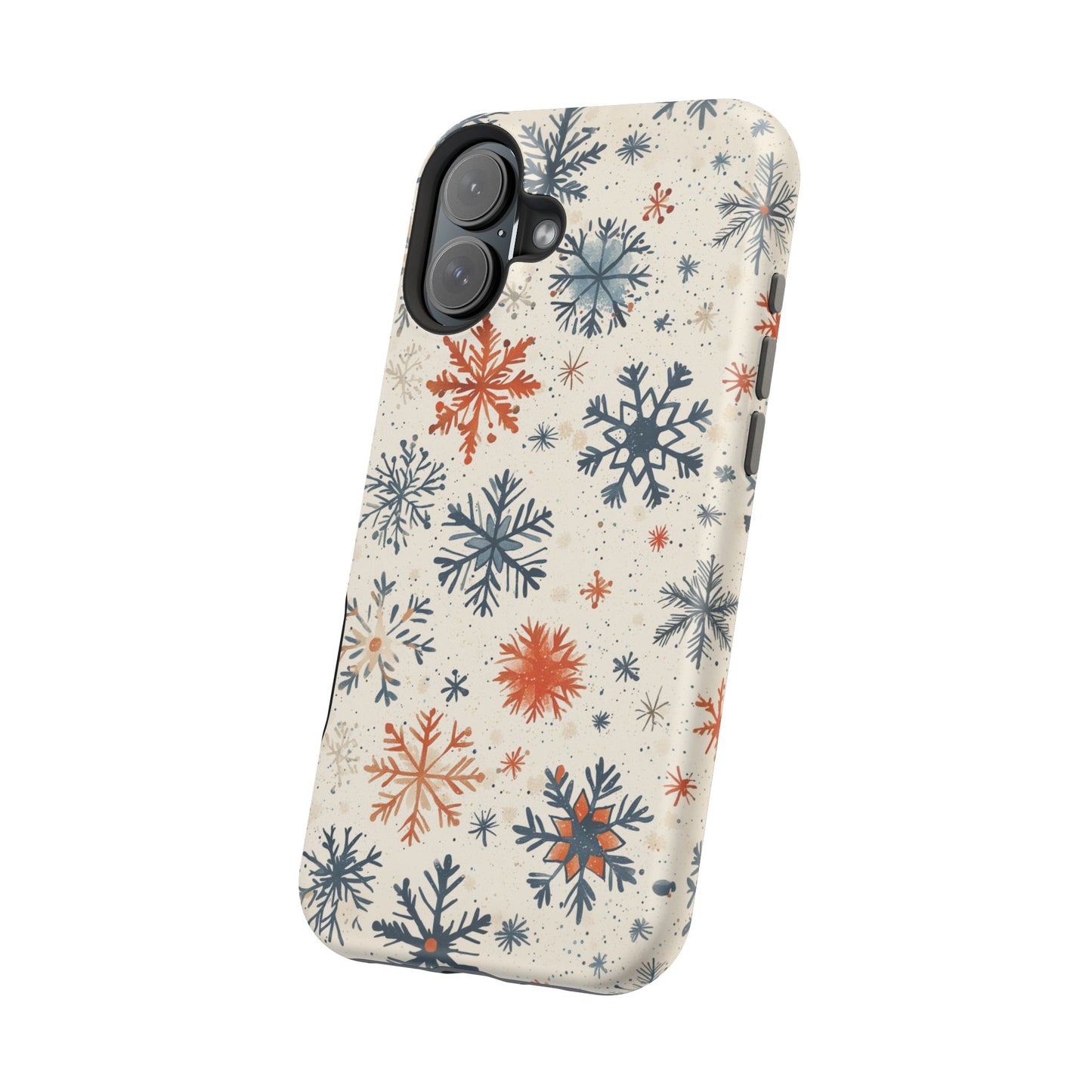 Rustic Orange and Blue Snowflake Pattern – MagSafe iPhone Series Case