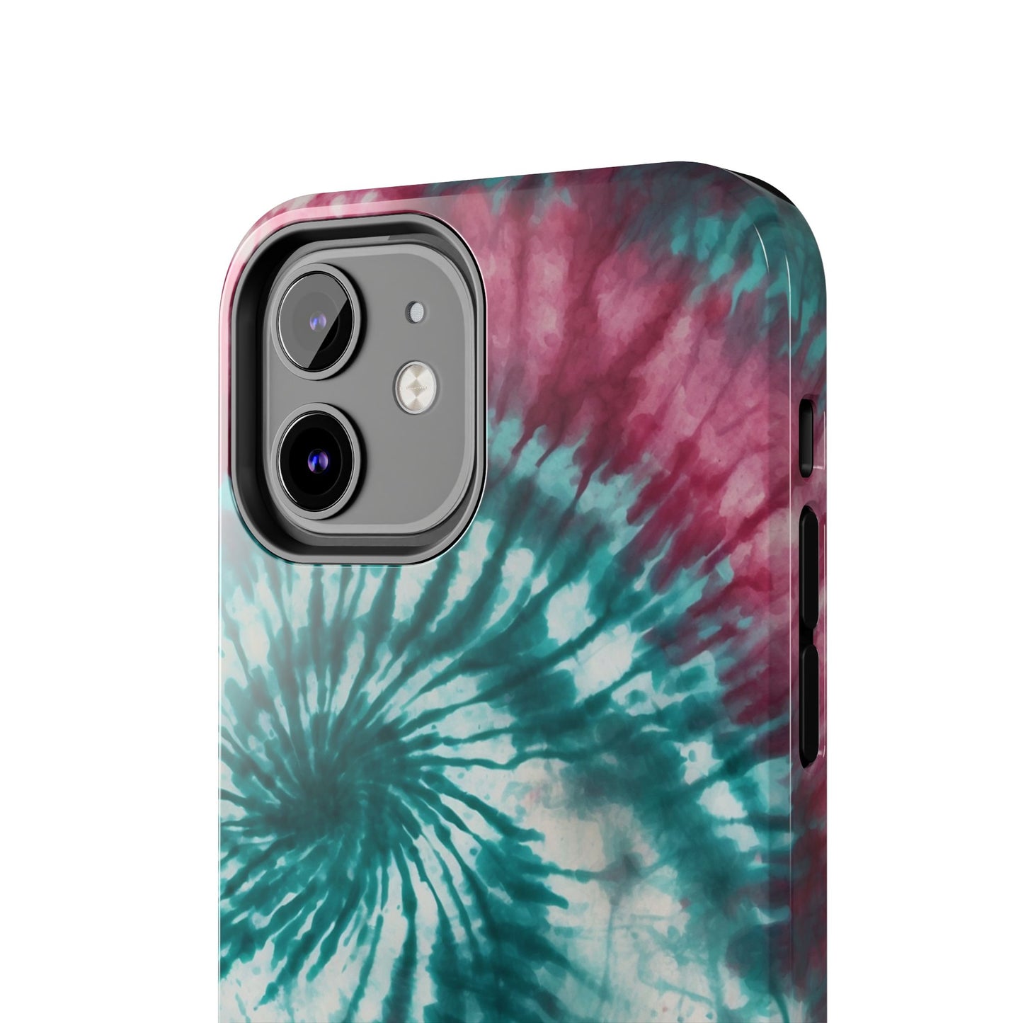 Pink and Teal Tie-Dye iPhone Case – Retro Spiral Design