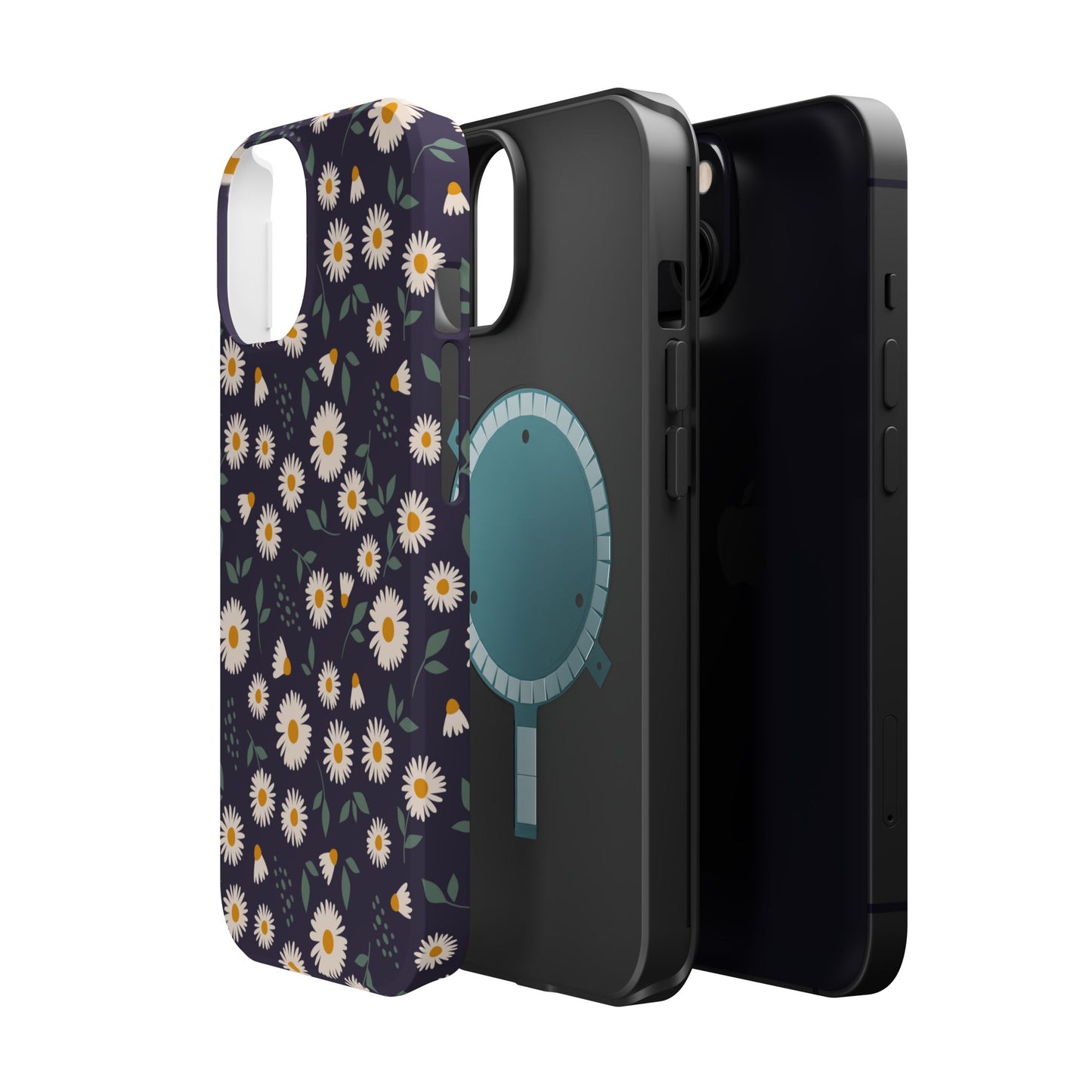 Midnight Daisy MagSafe iPhone Case – Dark Navy Floral Design, Slim and Protective