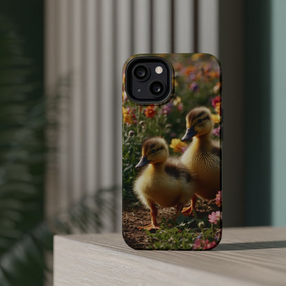 Charming Ducklings in Floral Garden - MagSafe iPhone Case