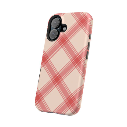 Soft Peachy Red Plaid MagSafe Case