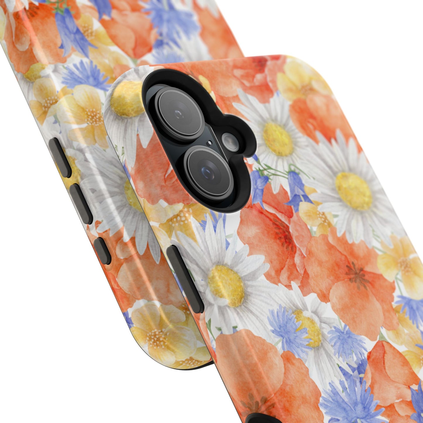 Watercolor Wildflower Pattern MagSafe iPhone Case – Durable Matte Finish with Daisy, Poppy & Cornflower Design