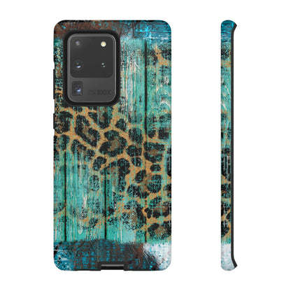 Turquoise Rustic Leopard Wood - Samsung Galaxy Series Case