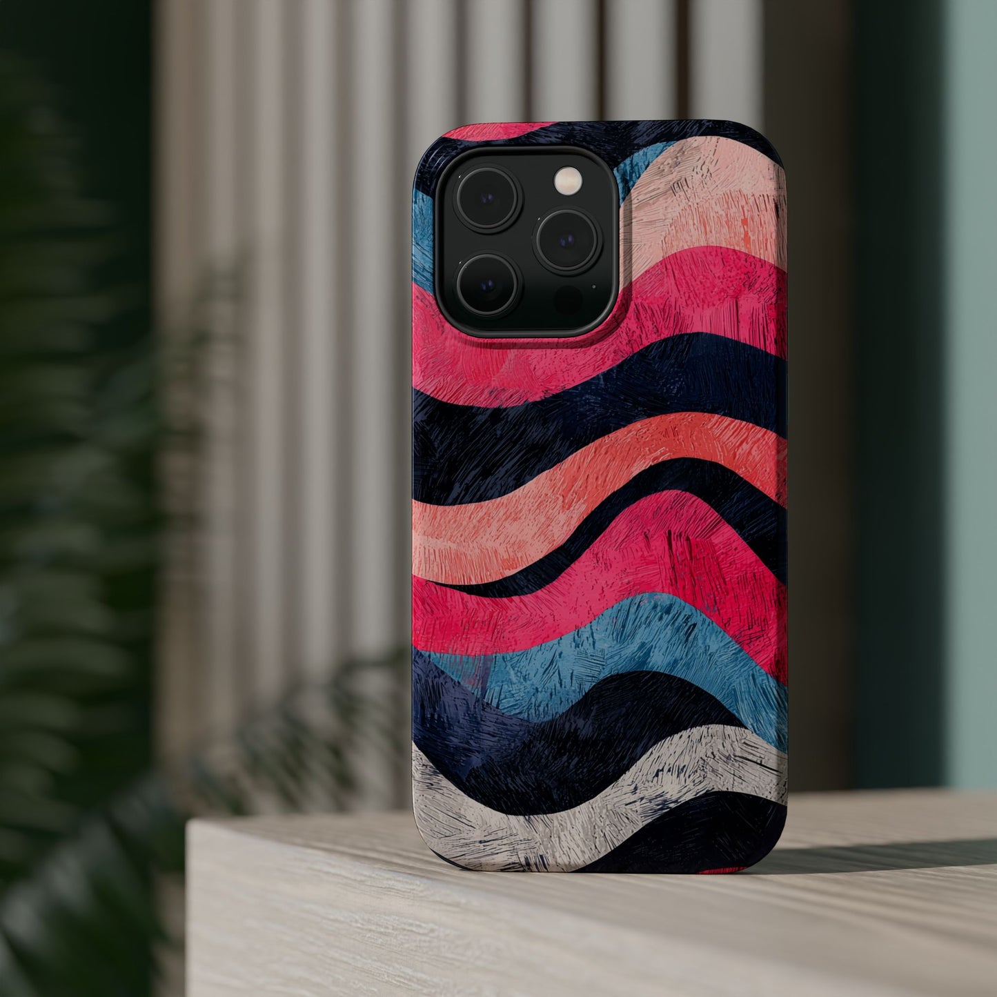 Abstract Wave Pattern MagSafe iPhone Case – Shockproof, Matte Finish, Dual-Layer Protection