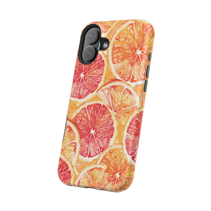 Watercolor Citrus Splash Tough MagSafe iPhone Case – Vibrant Fruit Print, Shock-Resistant Design