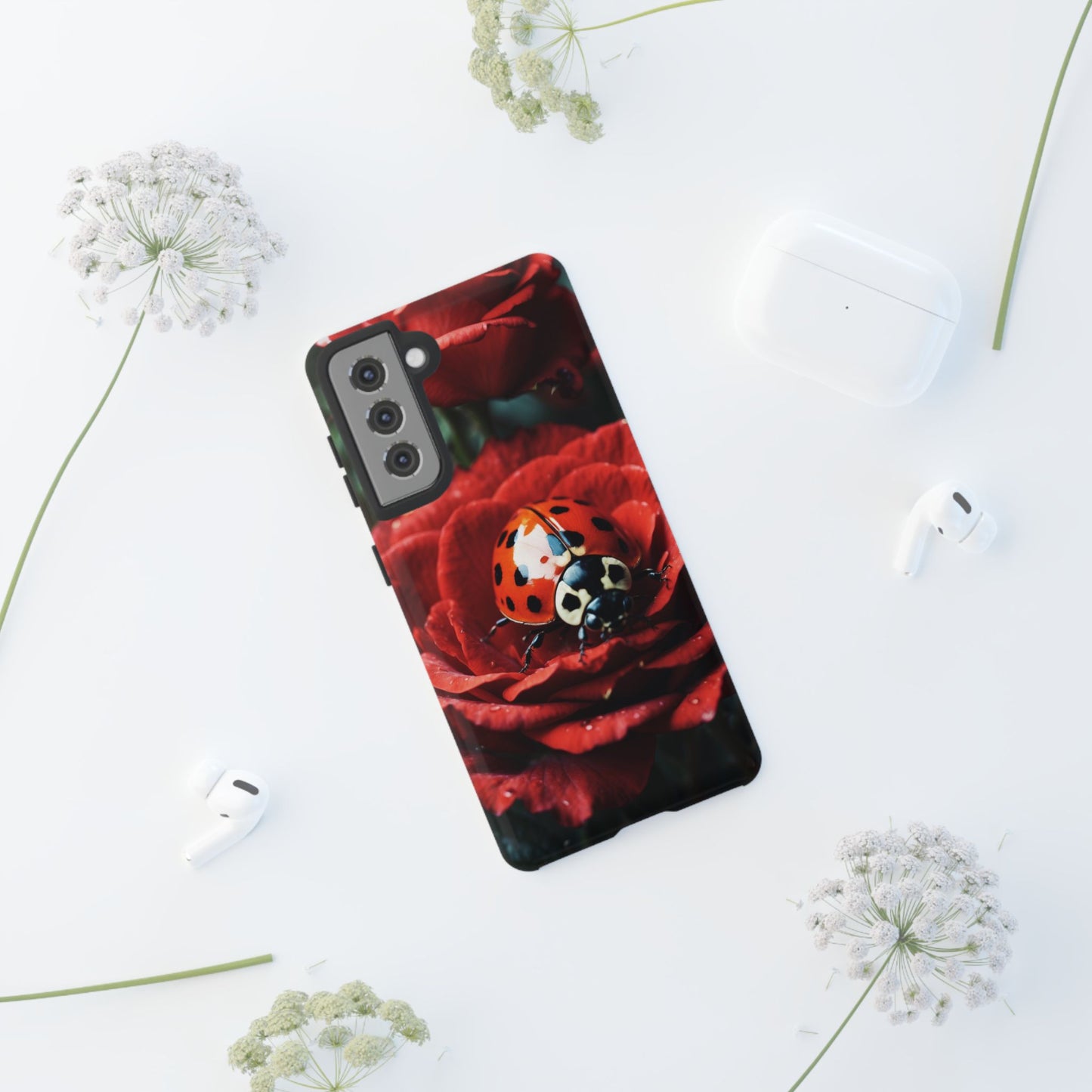 Elegant Rose & Ladybug Charm - Samsung Galaxy Case