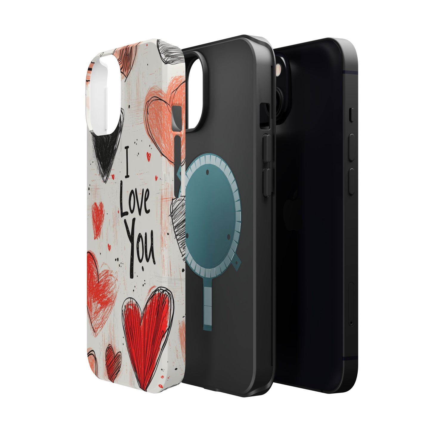 Romantic "I Love You" Heart Sketch - MagSafe Compatible Case