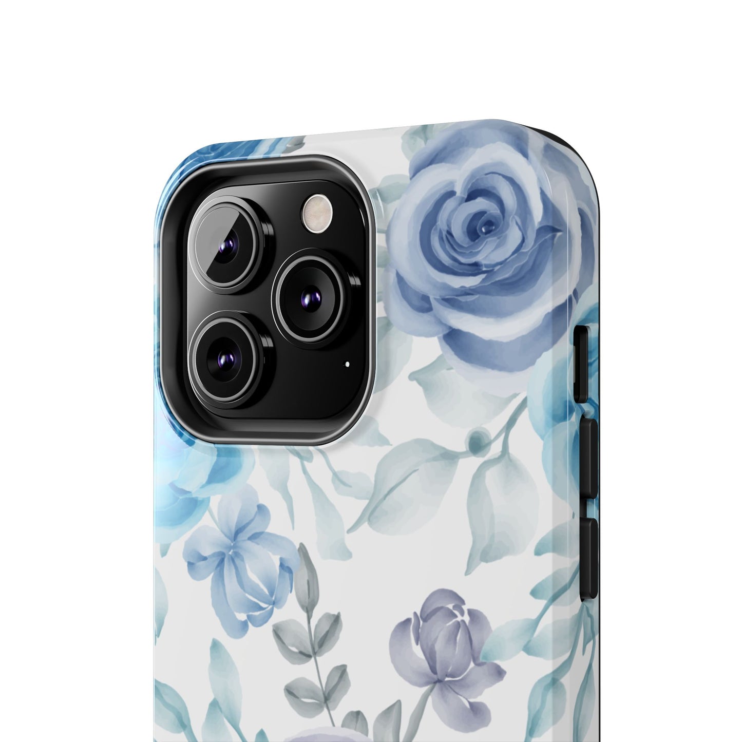 Elegant Blue & Violet Roses iPhone Case – Luxurious Floral Design for Chic Device Protection