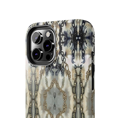 Abstract Marble - Metal Chain Pattern iPhone Case - Chic Protective Cover