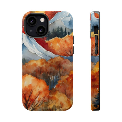 Autumn Mountain Forest Watercolor - MagSafe iPhone Case