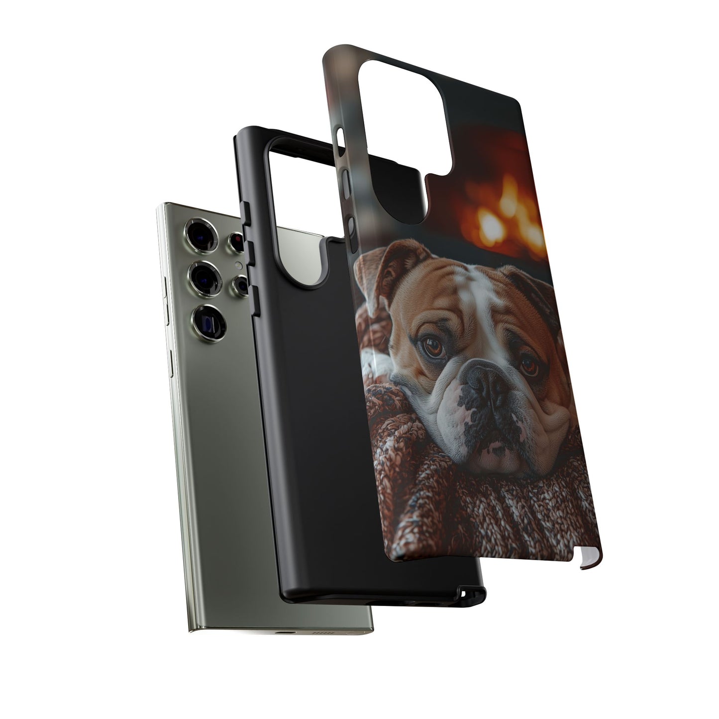 Cozy Bulldog Samsung Galaxy Case – Fireside-Inspired Protective Cover