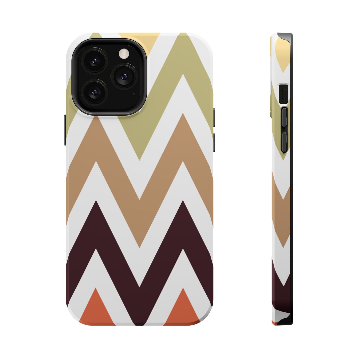 Earthy Chevron MagSafe iPhone Case – Boho-Inspired Design with Dual-Layer Protection