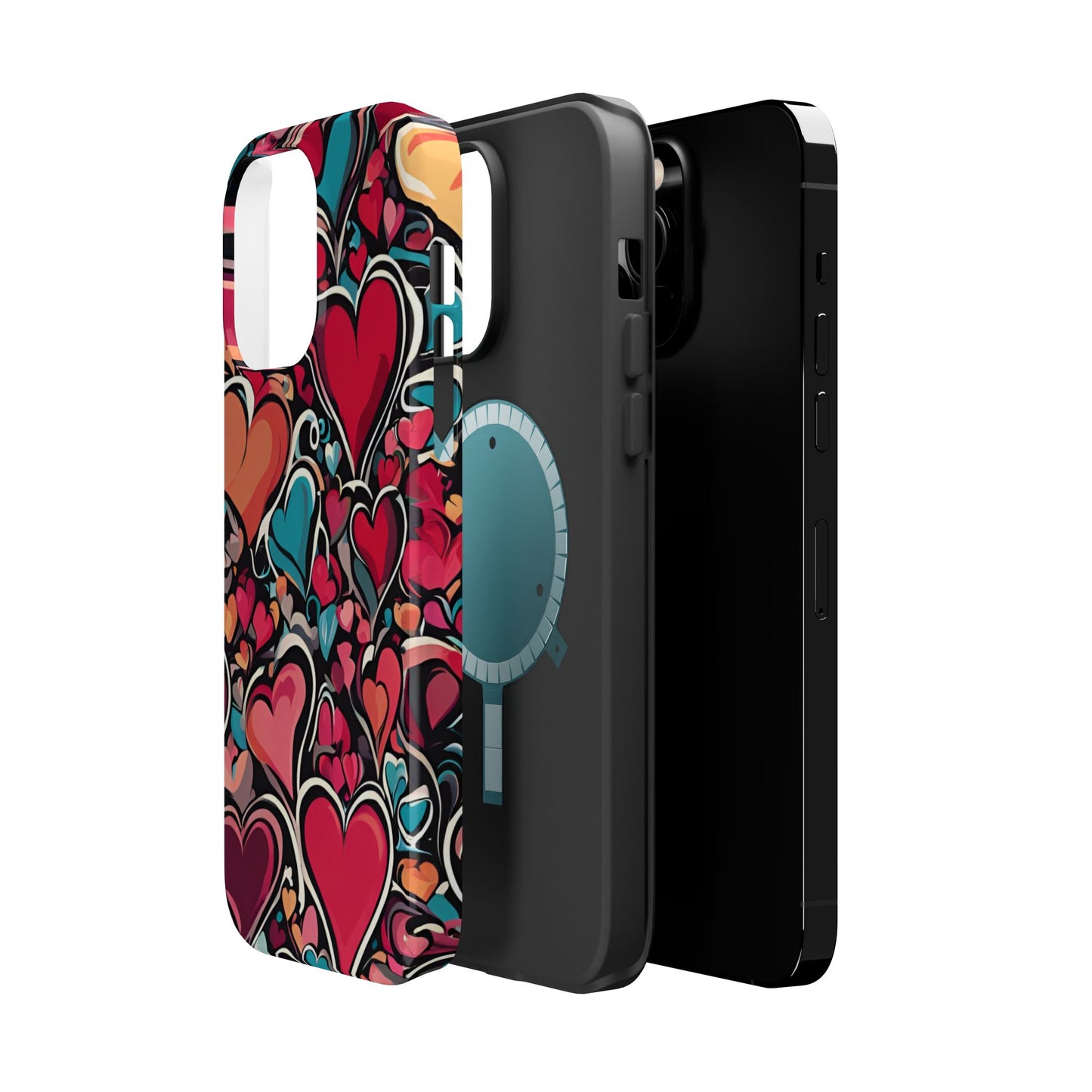 Vibrant Multicolor Heart Art – MagSafe-Compatible iPhone Case