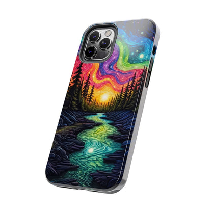 Celestial Nightscape iPhone Case – Vibrant River and Starry Sky Design