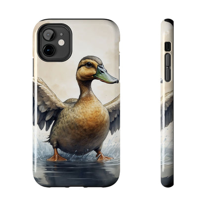 Graceful Duck in Watercolor Scene - iPhone Case