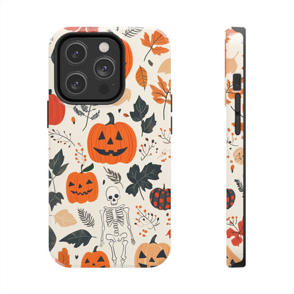 Spooky Pumpkin & Skeleton iPhone Case – Halloween Jack - O' - Lantern Design - BOGO Cases