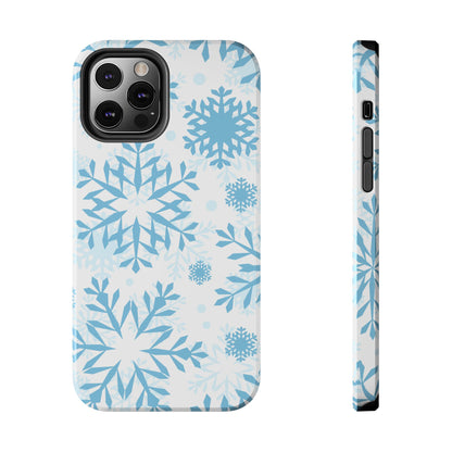 Frosty Blue Snowflakes iPhone Case – Shockproof, Smooth Matte Finish, Dual-Layer Design