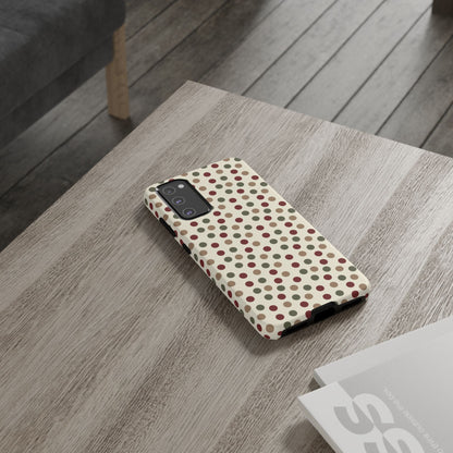 Festive Red & Green Polka Dots on Cream – Samsung Galaxy Case