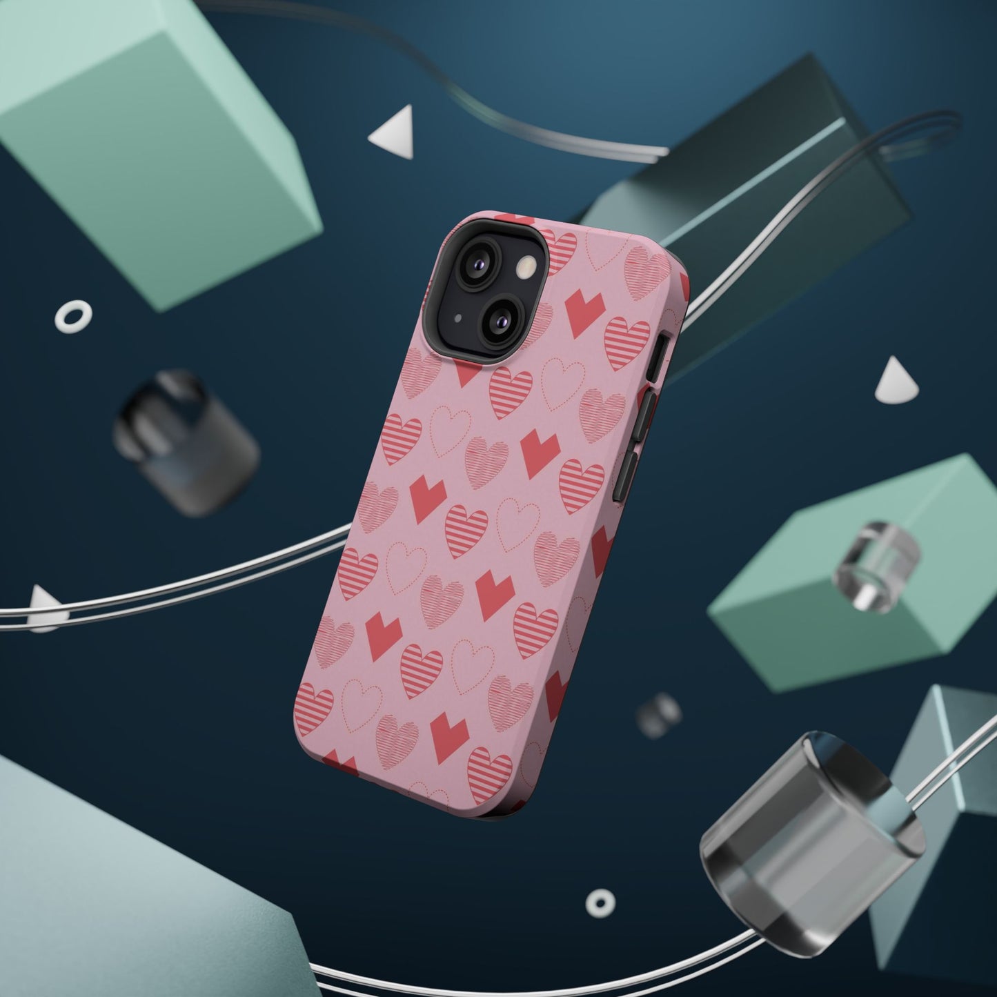 Striped Hearts MagSafe iPhone Case