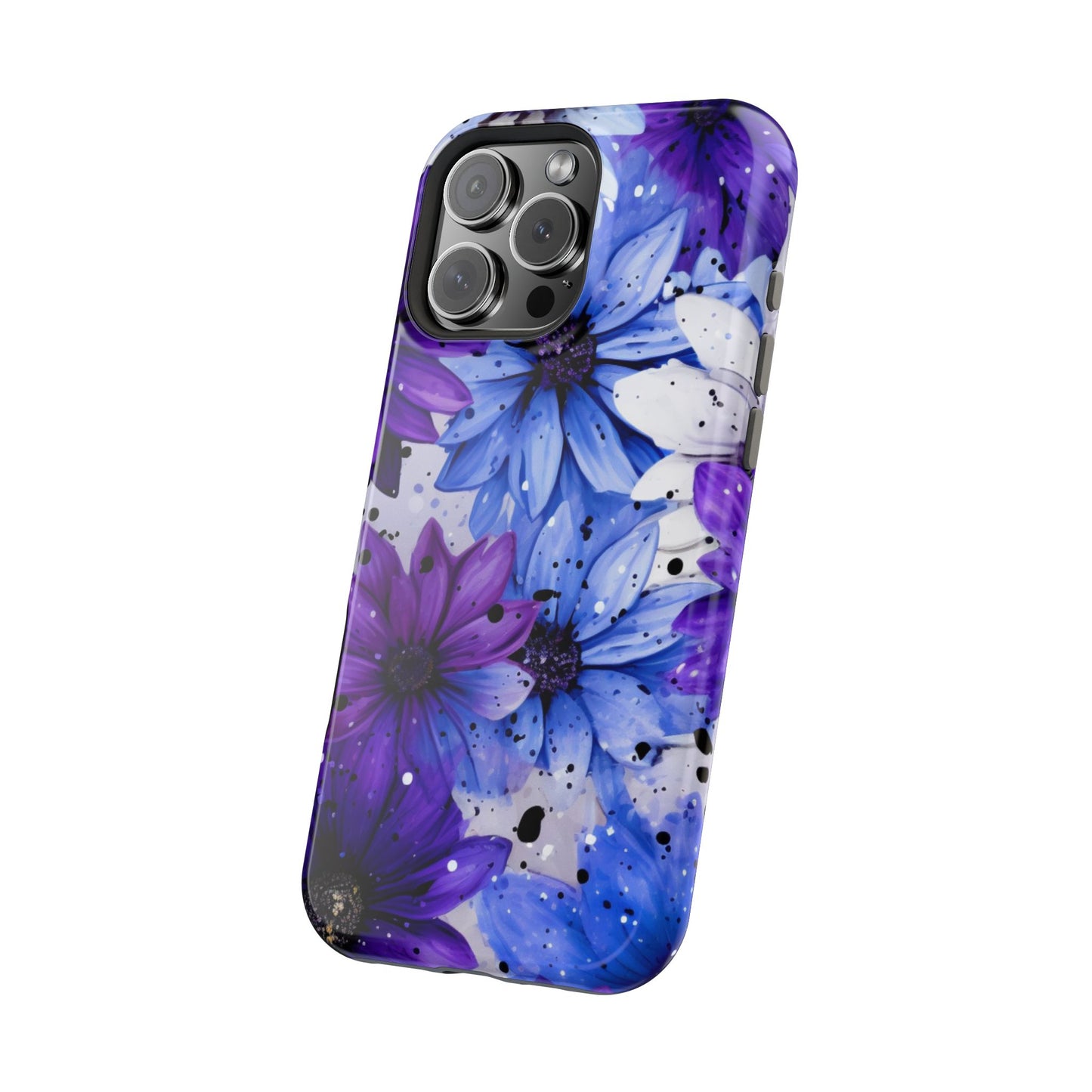 Vibrant Purple & Blue Floral Splash - MagSafe iPhone Series Case