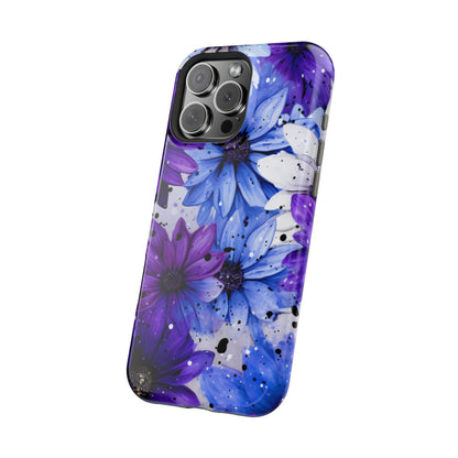 Vibrant Purple & Blue Floral Splash - MagSafe iPhone Series Case