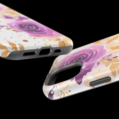 Soft Purple & Gold Floral Splash - MagSafe iPhone Series Case