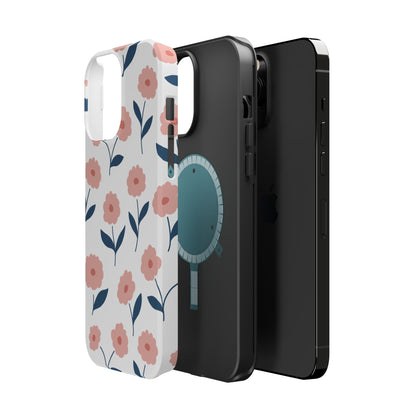 Playful Pink Floral Tough MagSafe  iPhone Case – Soft Pastel Design, Slim & Shockproof