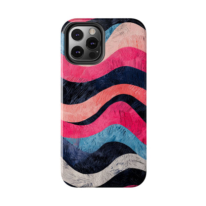 Abstract Wave Pattern iPhone Case – Shockproof, Matte Finish, Dual-Layer Protection