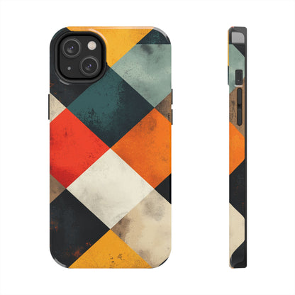 Geometric Retro iPhone  Case - Colorful Checkered Protective Cover