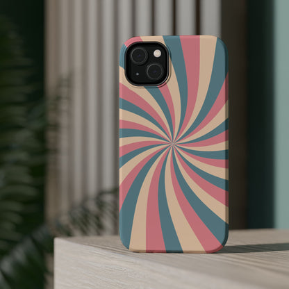 Vintage Pastel Swirl MagSafe iPhone Case – Dual-Layer Protection with 70s-Inspired Design