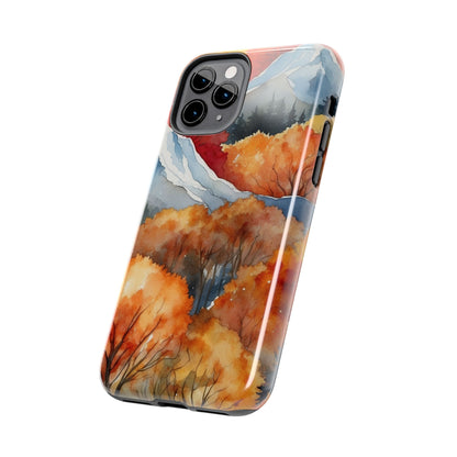 Autumn Mountain Forest Watercolor - iPhone Case