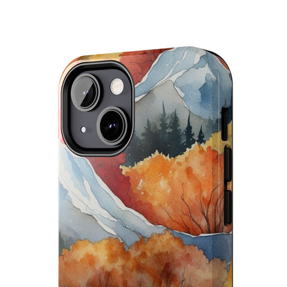 Autumn Mountain Forest Watercolor - iPhone Case