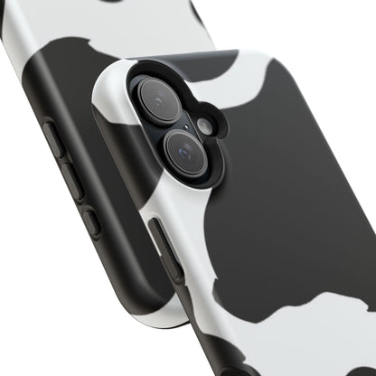 Bold Black and White Cow Print Tough MagSafe iPhone Case – Modern Animal Pattern with Dual-Layer Protection