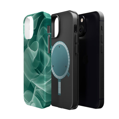 Emerald Flow MagSafe iPhone Case – Translucent Green Fabric-Inspired Design