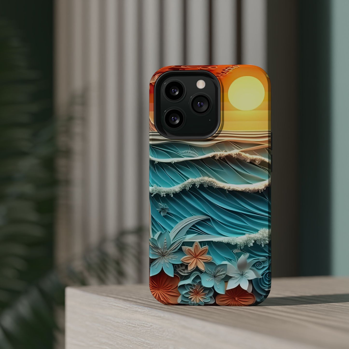 Tropical Sunset Paper Art Ocean – iPhone Series Case