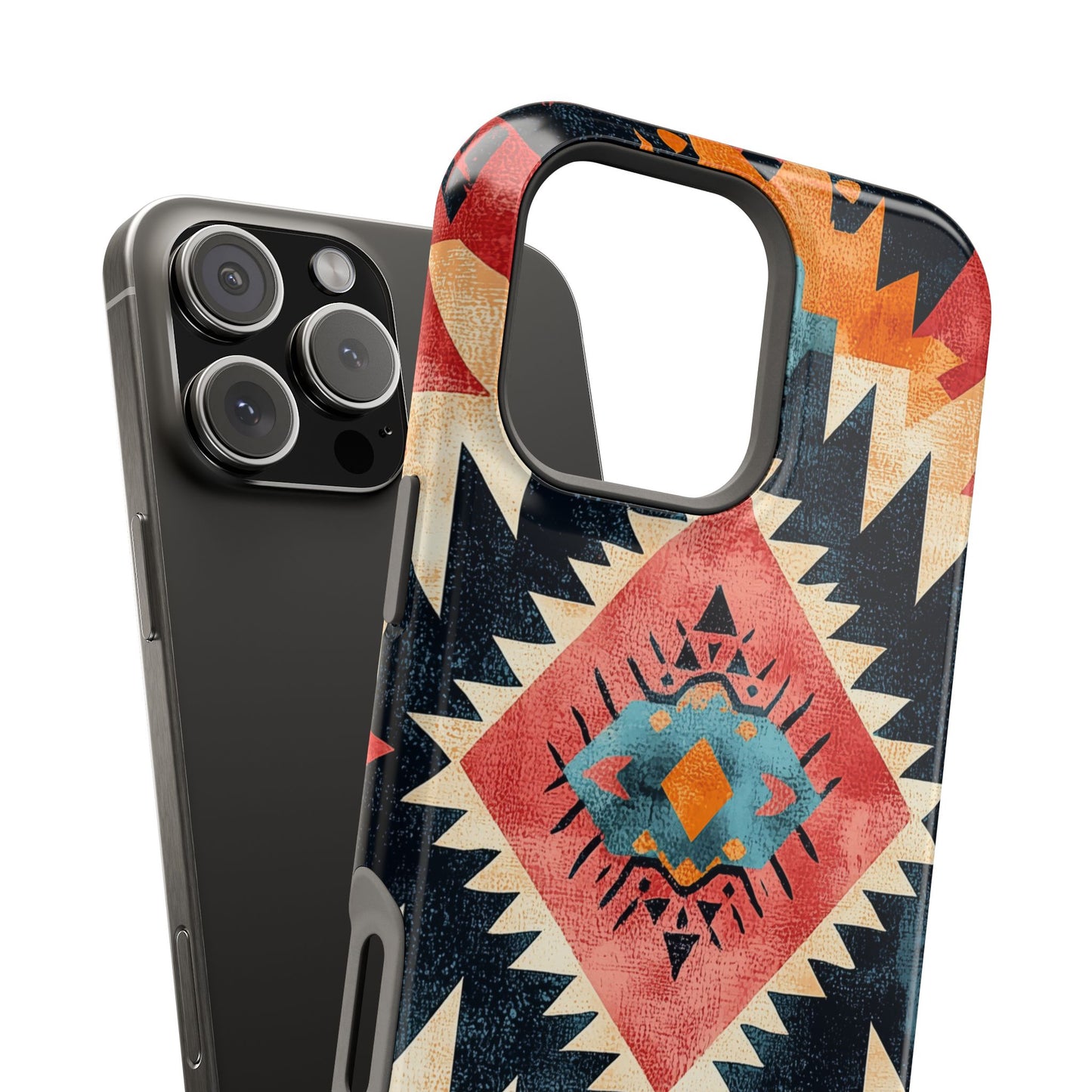 Bold Aztec Pattern Tough MagSafe iPhone Case – Vibrant Geometric Design, Dual-Layer Protection