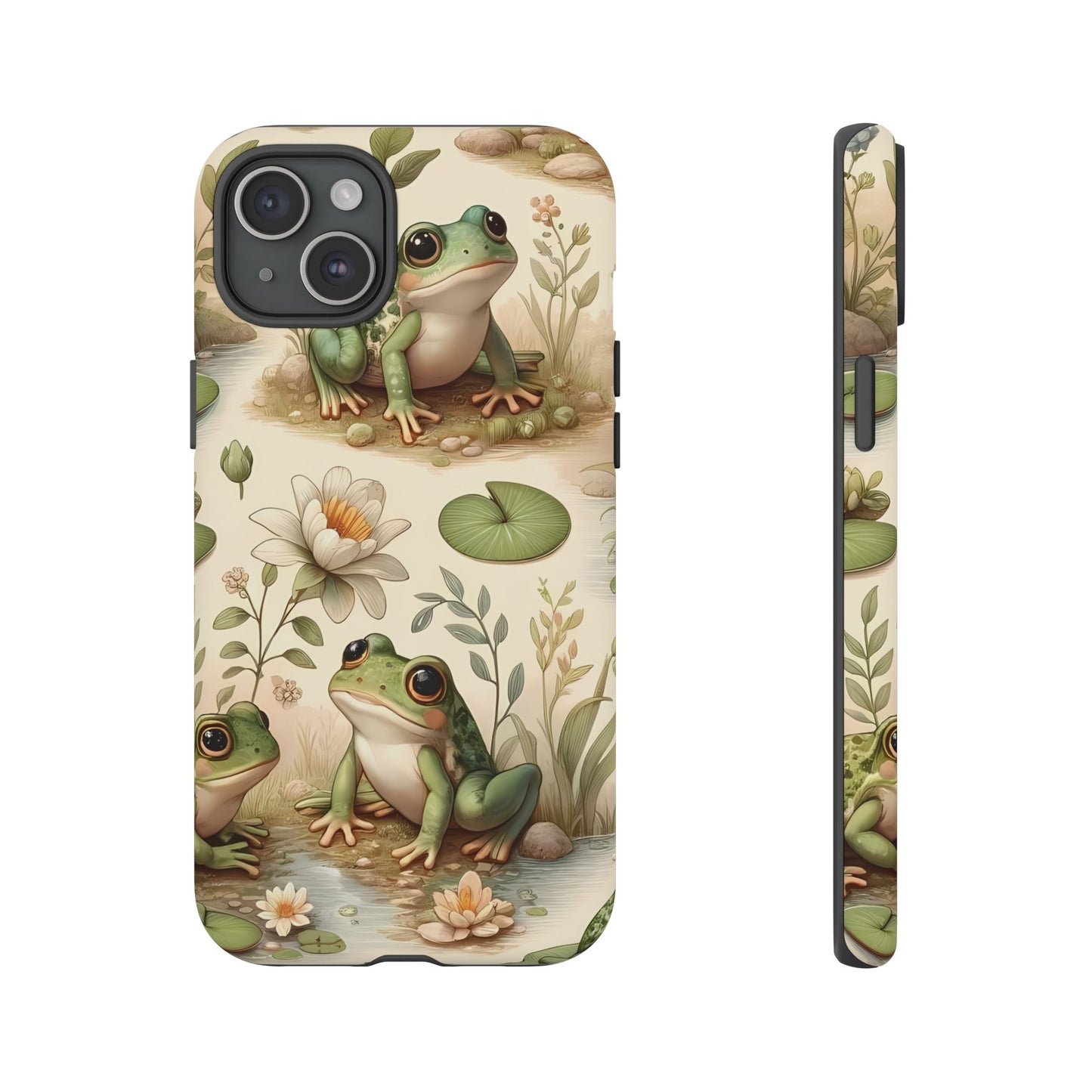 Cute Frogs Phone Case - Pond Pals Frolic - Charming Frog Lily Pad Phone Case for iPhone, Google & Samsung! Great Gift For Any Frog Lover!