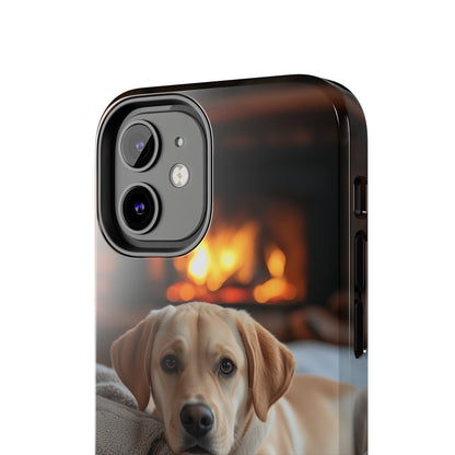 Cozy Golden Retriever by the Fireplace - iPhone Series Case