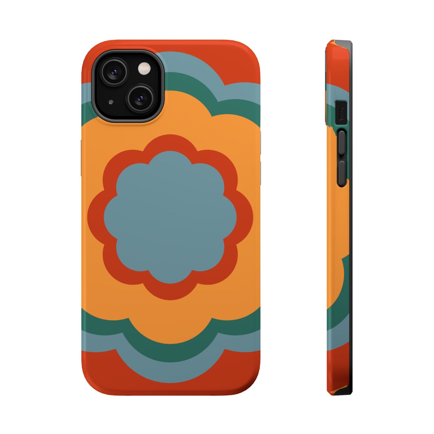 Retro Flower Power MagSafe iPhone Case – Bold 70s-Inspired Design with Dual-Layer Protection