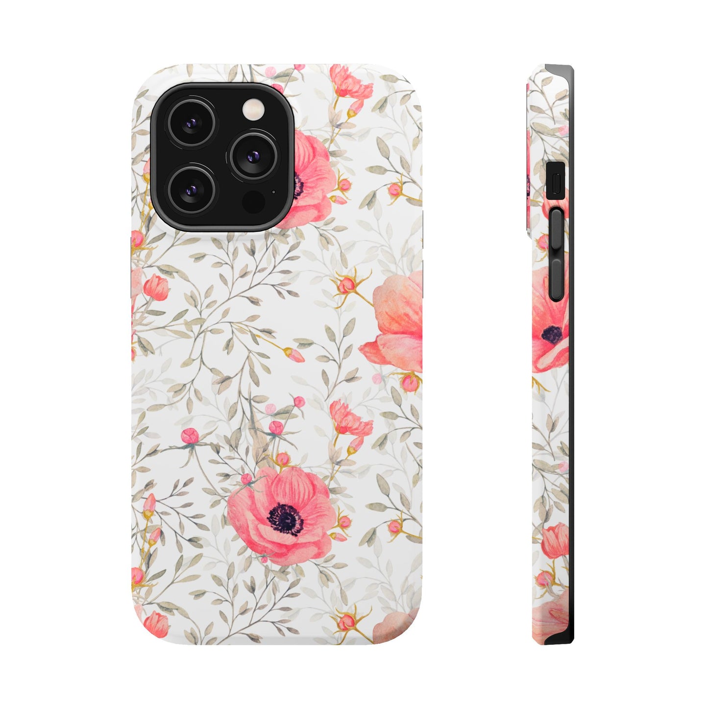 Pink Floral Watercolor MagSafe iPhone Case – Elegant Blossom Design with Magnetic Compatibility