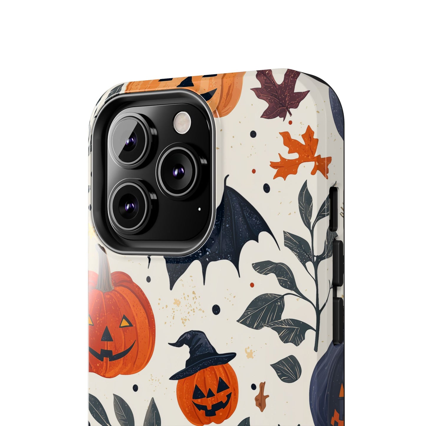 Spooky Halloween iPhone Case – Pumpkins, Bats, and Spider Design