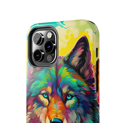 Rainbow Wolf in Bloom – iPhone Case with Vivid Nature Design