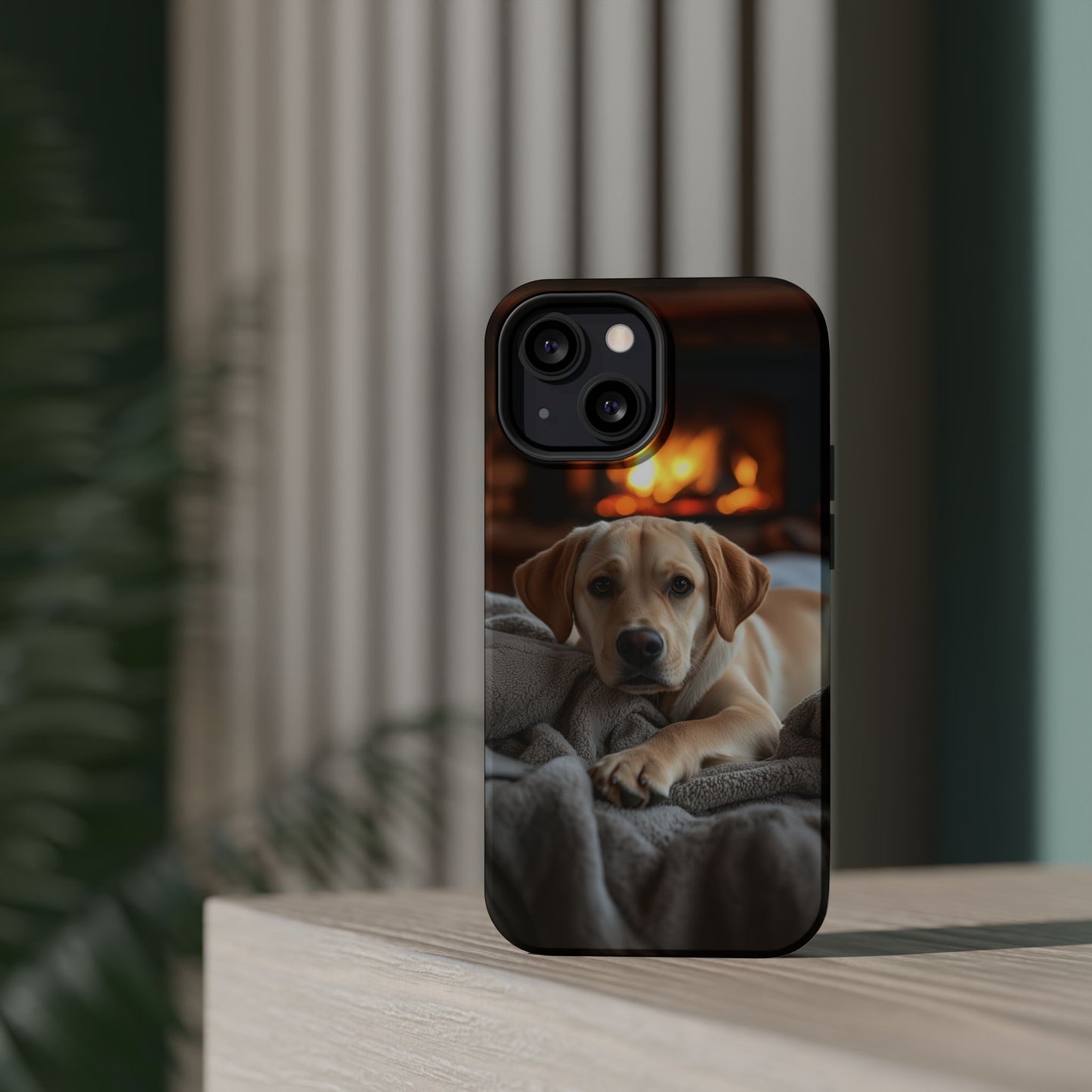 Cozy Golden Retriever by the Fireplace - MagSafe Case