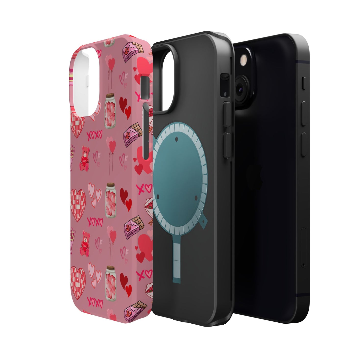 Pink Valentine Love Collage – MagSafe-Compatible iPhone Case