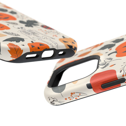 Spooky Pumpkin & Skeleton MagSafe iPhone Case – Halloween Jack-O'-Lantern Design