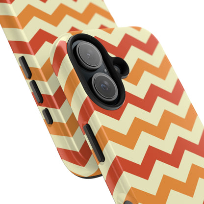 Warm Sunset Chevron – Orange, Red & Cream Geometric iPhone Case