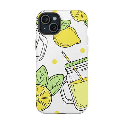 Lemonade Love Tough MagSafe iPhone Case – Fun Lemon Mason Jar Design, Dual-Layer Protection