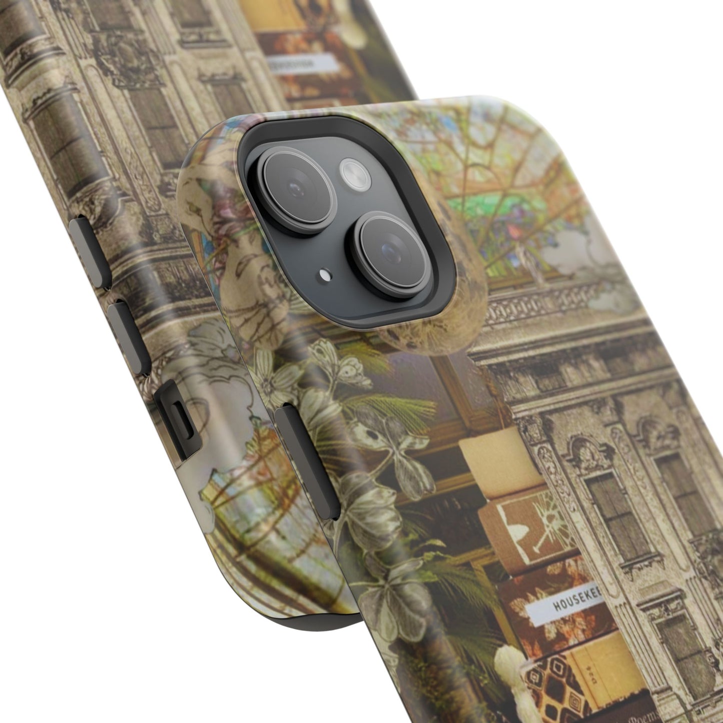 Whimsical Road Trip Collage MagSafe iPhone Case – Dual-Layer Protection with Vintage Art and Adventure Design